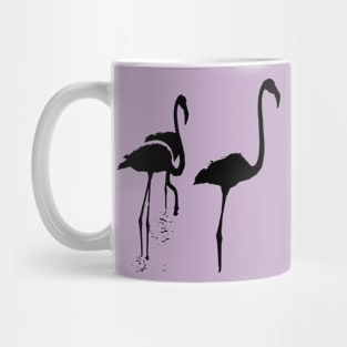 Minimalistic Three Flamingos Black Silhouette Mug